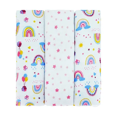 Kit Cueiro Bublim Rolinho Estampado Arco-Íris - 3 Peças Kit Cueiro Bublim Rolinho Estampado Arco-Íris - 3 Peças